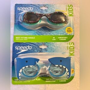 Set of 2: Speedo Kids Goggles Ages 3-6, Blue Shark and Kids Glide